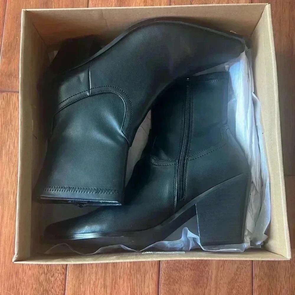 Steve Madden Faux leather black Alecia Western Boots Size 8.5 - Picture 7 of 9